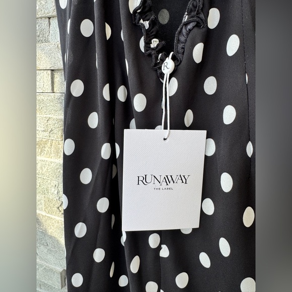 Runaway the Label Black and White Polka Dot Maxi Dress Valentines Day Dress S - Picture 13 of 16